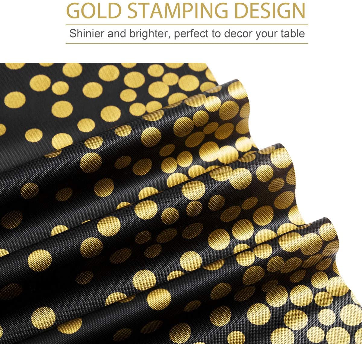 Black Tablecloth with Gold confetti Dots - Fits 8ft Table