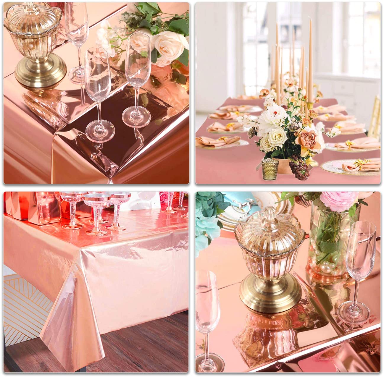 Rosegold Shiny Metallic Table Cover - Fits 6ft Table