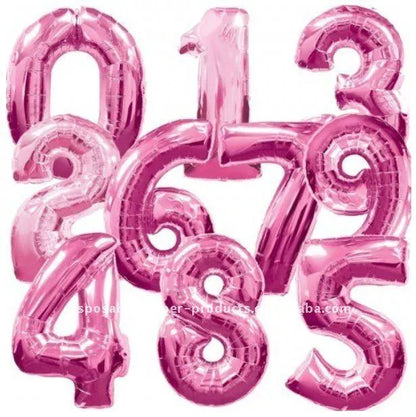 16 inch  pink foil number balloons