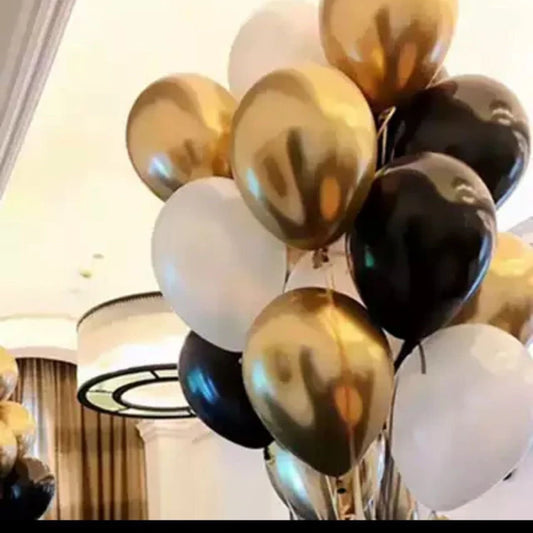 30 pcs chrome gold, white and black combo Balloons