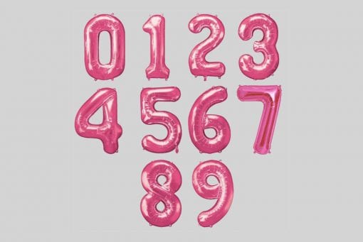 16 inch  pink foil number balloons