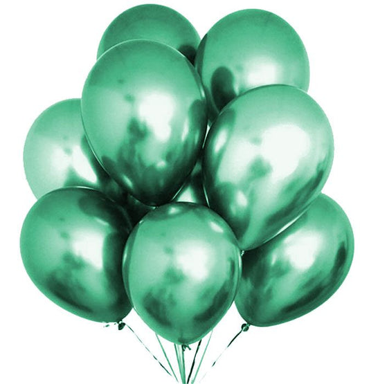 Green metallic chrome balloons