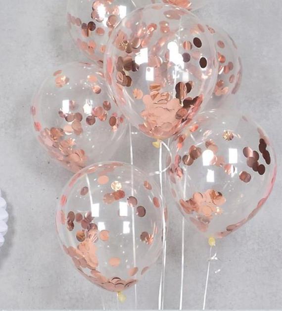 Confetti rosegold glitter Balloons - pack of 10