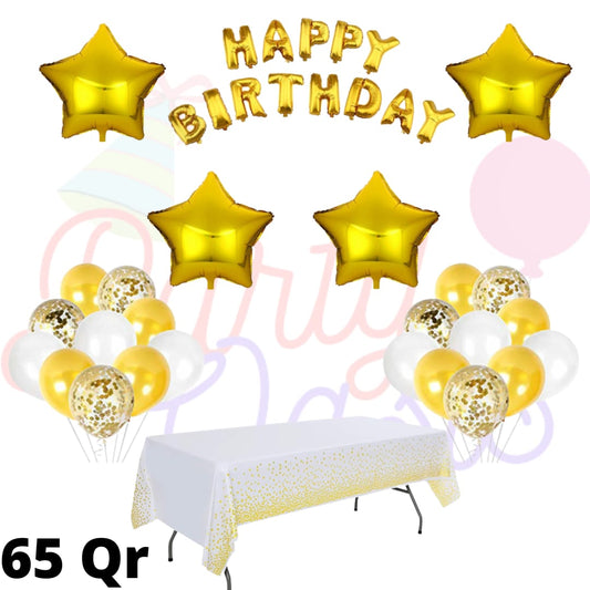 white gold Birthday Decoration Set