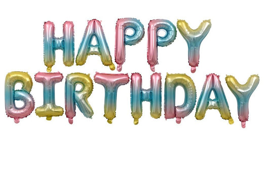 Happy Birthday Rainbow Aluminum Foil Letters Balloons