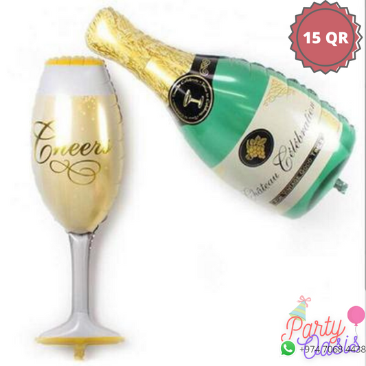 Champagne Bottle and Goblet Balloons for Party Decoration