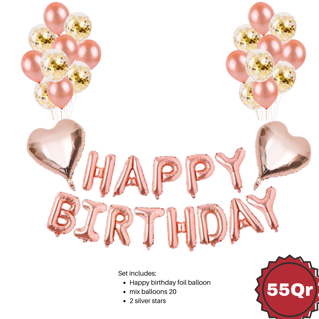 Rose gold birthday set