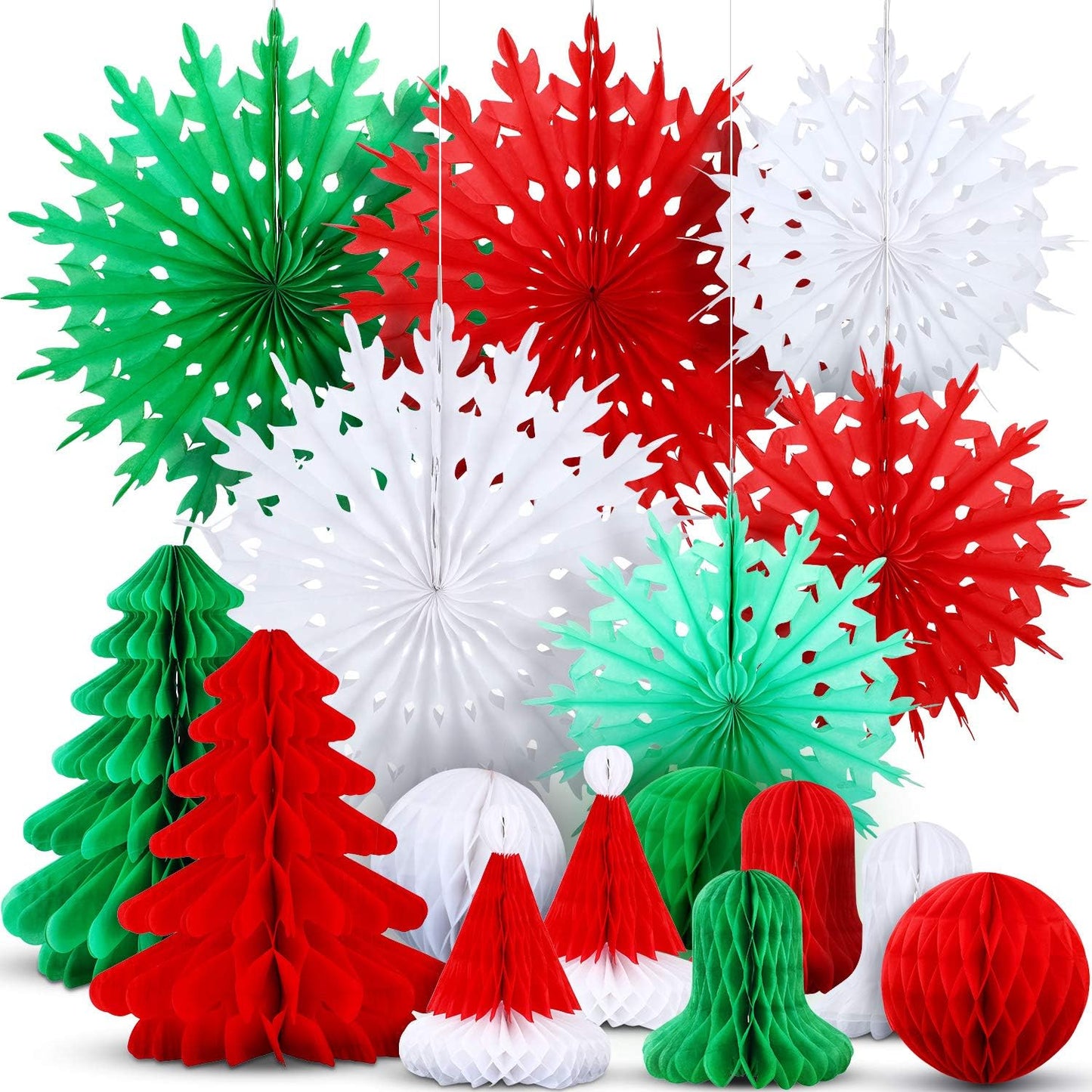 16 Pieces Christmas Honeycomb Decorations