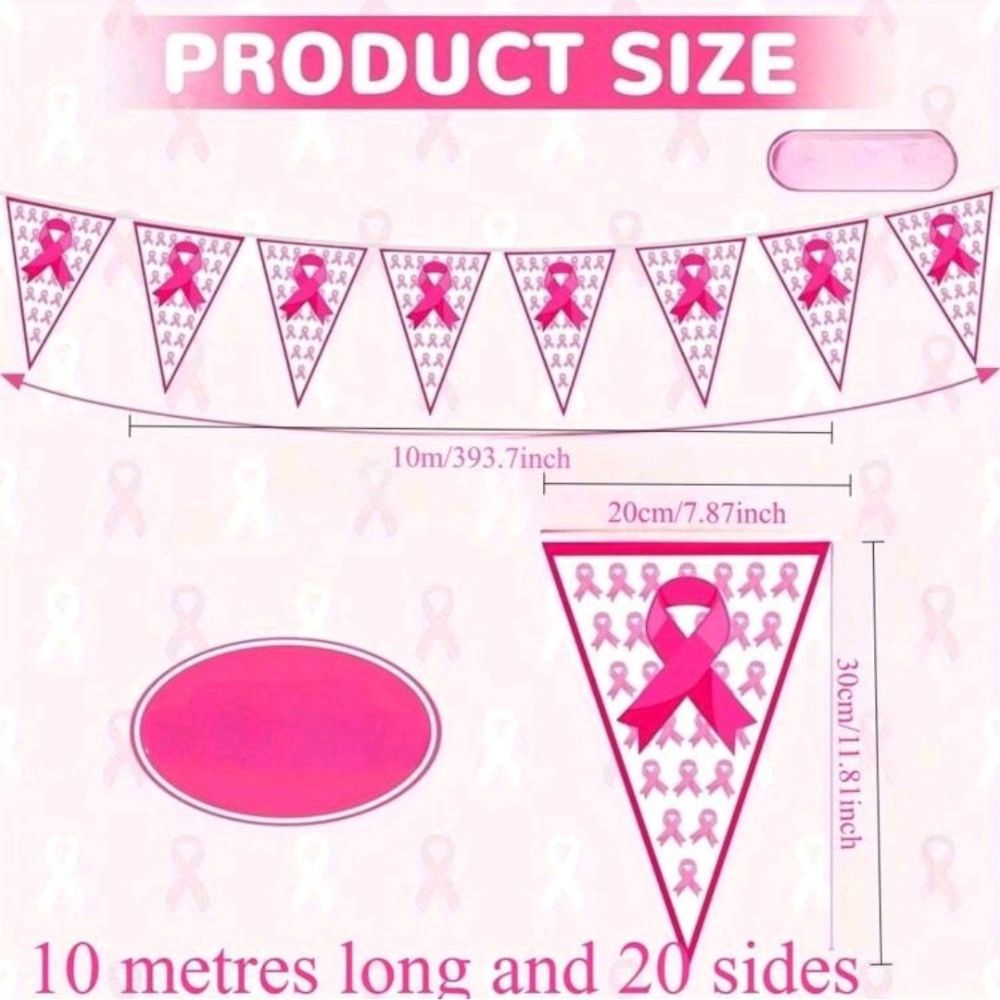 Breast Cancer Awareness Triangle Bunting Flags