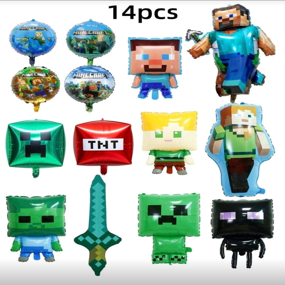 14 Pcs Minecraft Foil Balloon Set