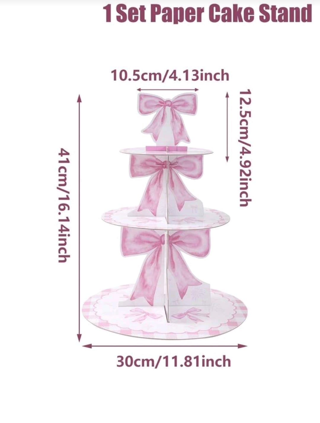 Bow Pink Cupcake Stand