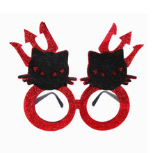 Glitter Black Cat W / Red Pitchfork Eye Frames
