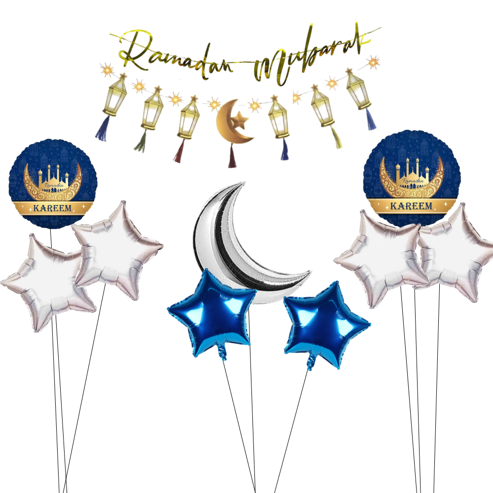 Ramadan Helium Balloon Bunch with Banner