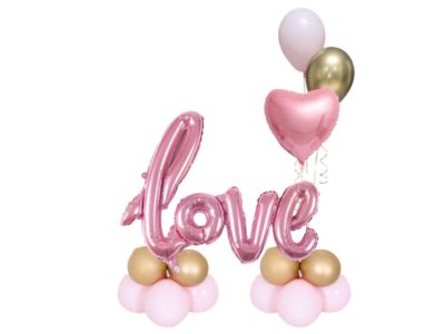 Pink gold love balloon bouquet