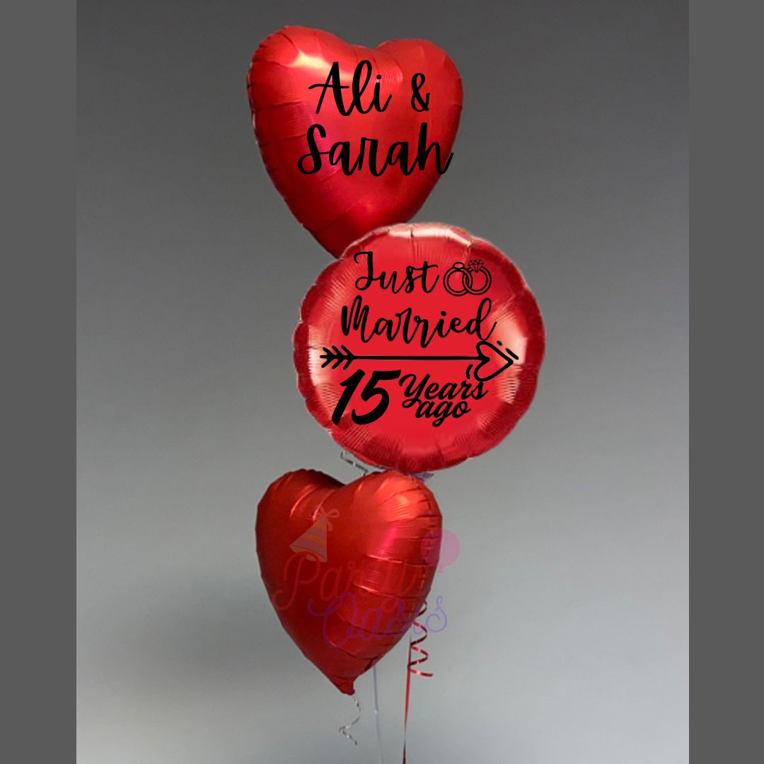 happy anniversary personalized helium  balloon bunch