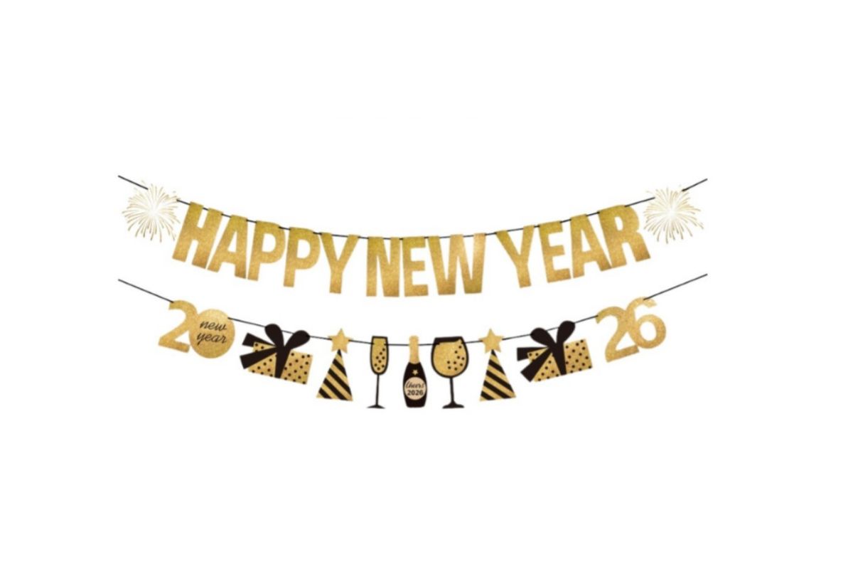 New Year Paper Banner Golden