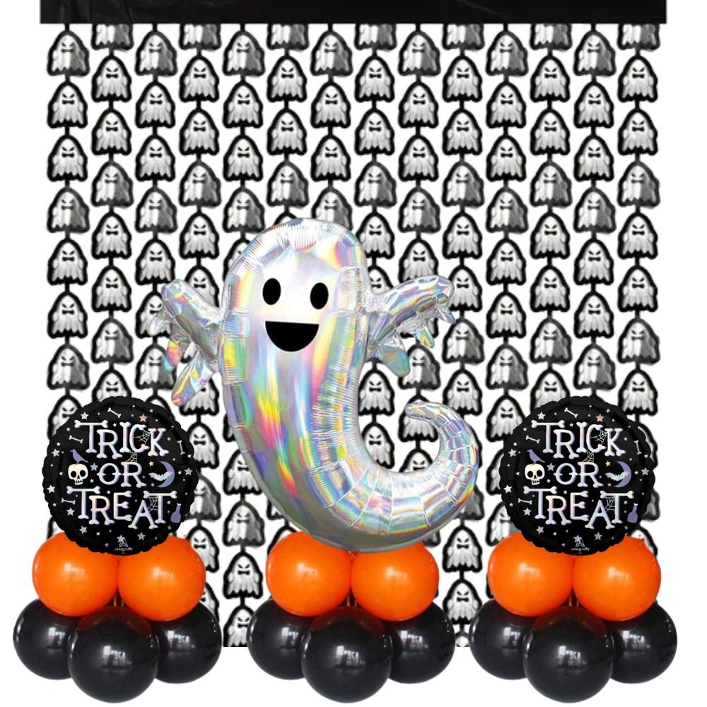 Ghost Boo Air Filled Balloons With 2 Curtain
