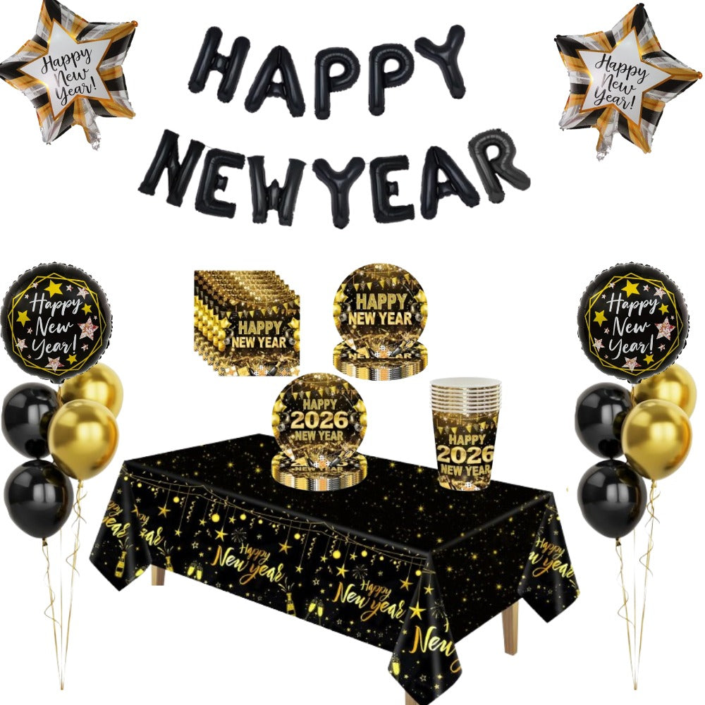 New Year 2026 Simple Decoration Design with Tableware Serves 16