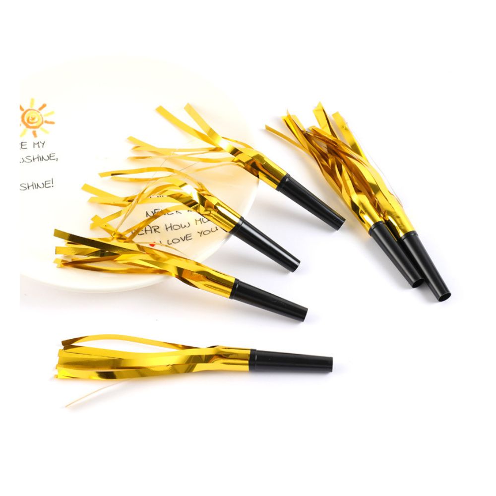 6 PCS Party Blowers Whistles - Gold New Year