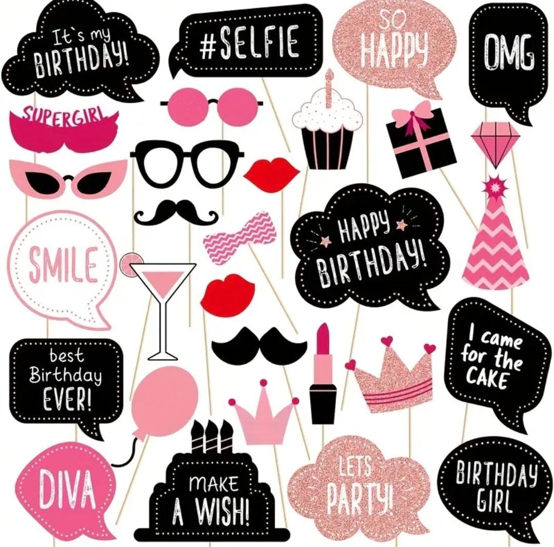 Pink Black Photo Props