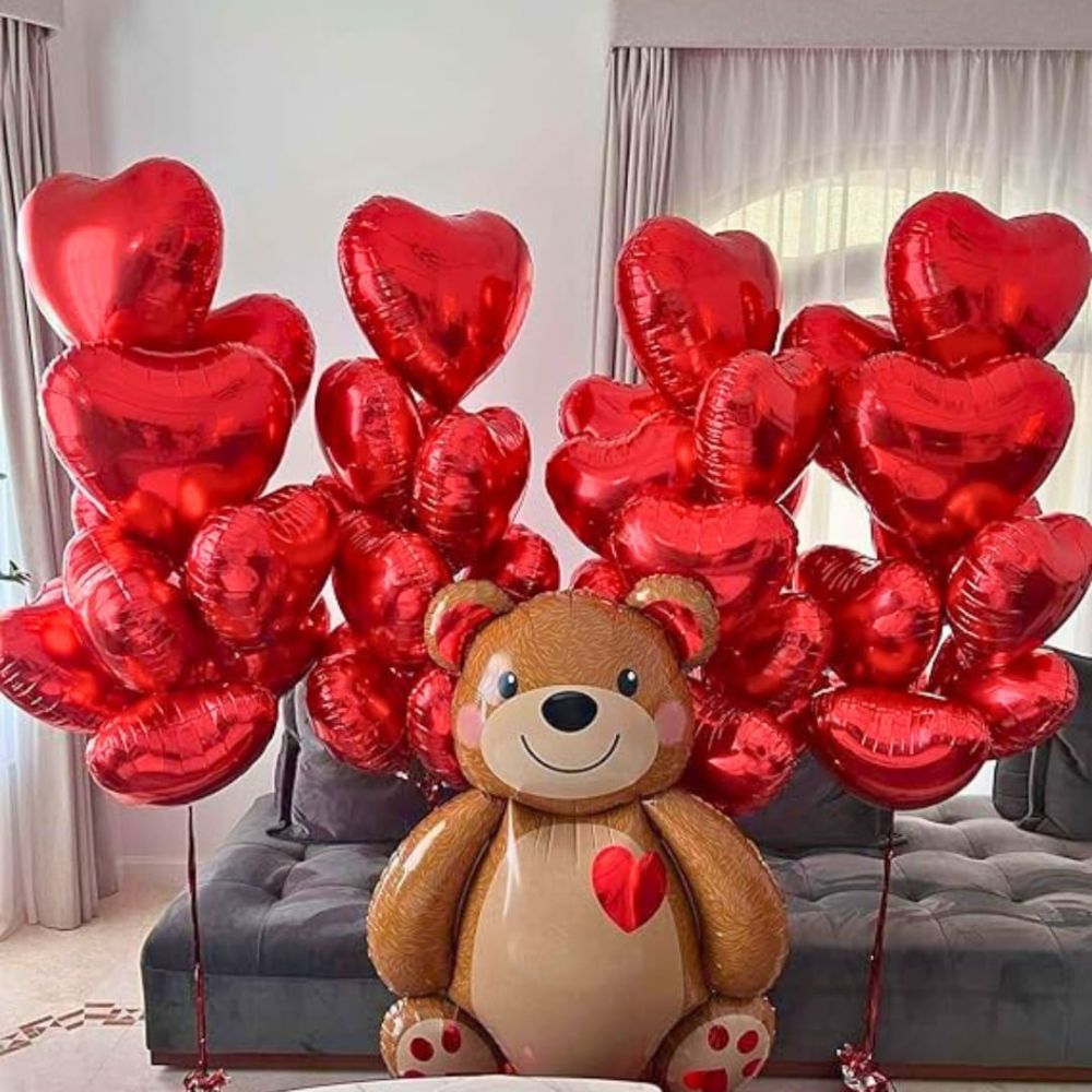 Teddy Bear with Heart Balloons for Love Day