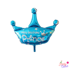 Happy Birthday Prince foil balloon Blue crown