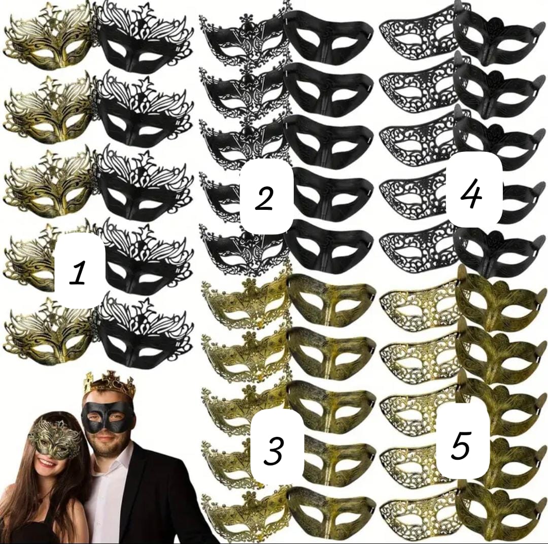 Masquerade Mask for Couple -1 Pair [One for Man and One for Woman]