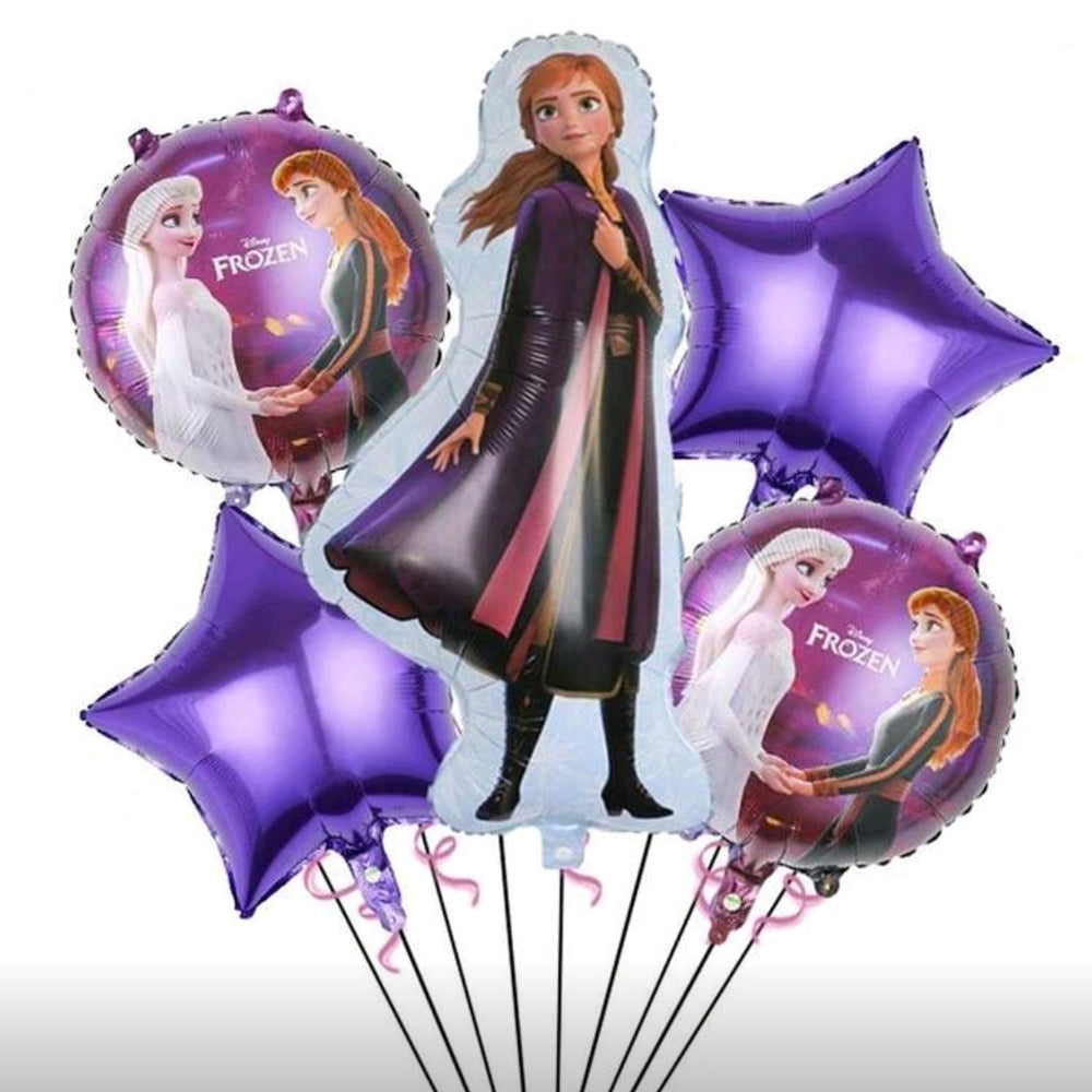 5 Pcs – Purple Frozen Helium Bunch  - Anna Elsa