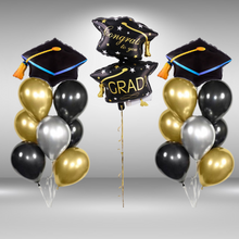 Helium-Filled Graduation Balloon Bouquet – "Congrats GRAD" Set