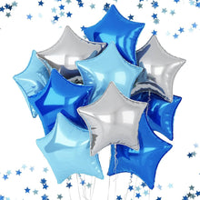 Light Blue - Silver - Navy Blue Star Foil Balloons 18 Inches