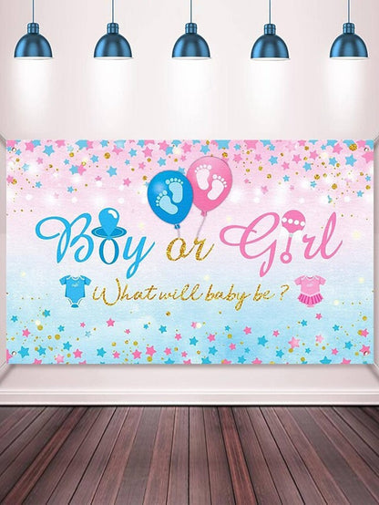 gender reveal - baby shower - boy or girl backdrop 180 x 110 cm