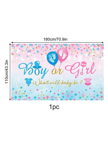 gender reveal - baby shower - boy or girl backdrop 180 x 110 cm