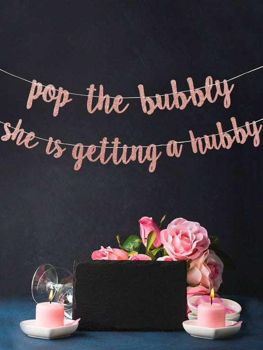 pop the bubbly banner - bride to be rosegold