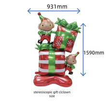 1.5m Huge Christmas Elf Gift Box Stand Alone Foil Balloon