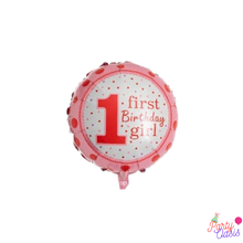 First birthday girl pink foil balloon