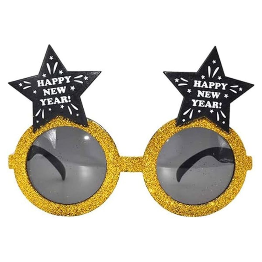 Happy New Year Star Eye Glasses - Gold