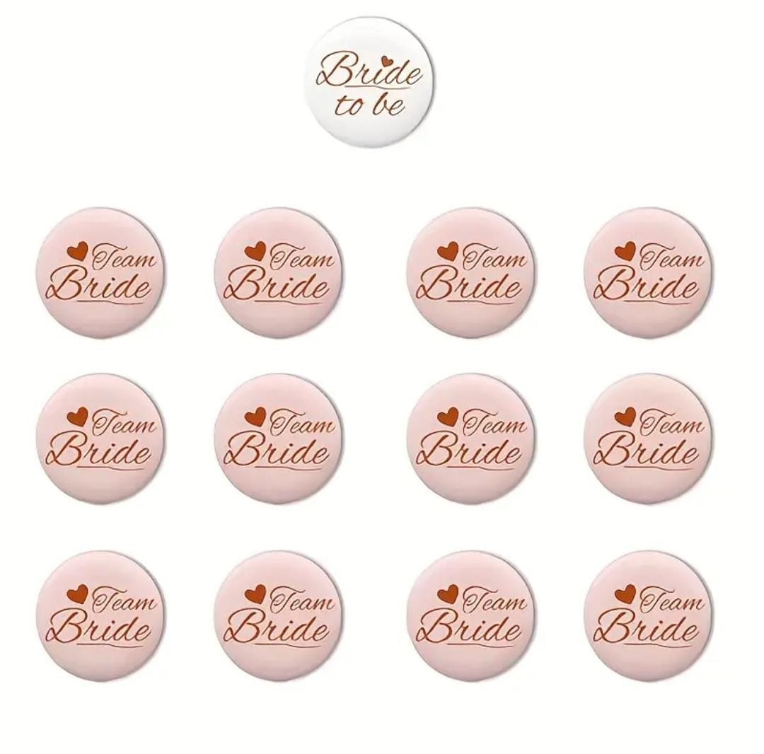 Bride and Team Bride Badge - Pack of 13
