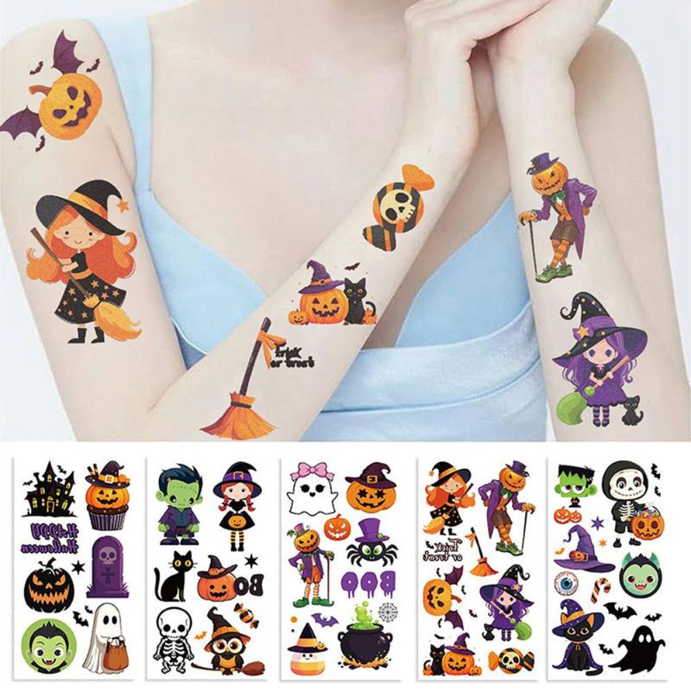 10 Sheets Kids Toy Gift Pumpkins Tattoo Sticker Temporary Fake Tattoo Arm Hands Body Waterdichte Tatouages