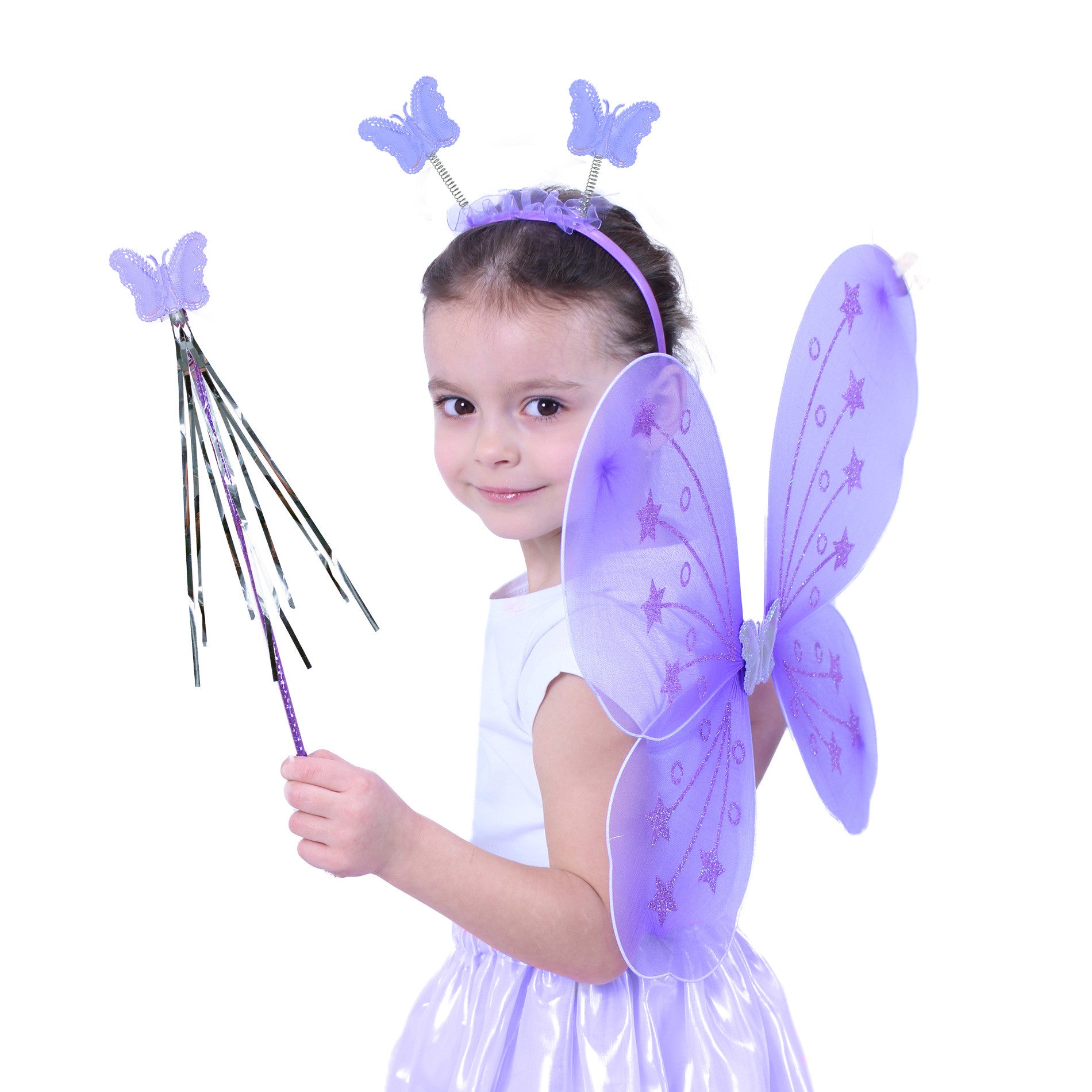 Butterfly wings , wand , headband and skirt set