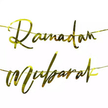 Ramadan Mubarak Golden Banner Cursive