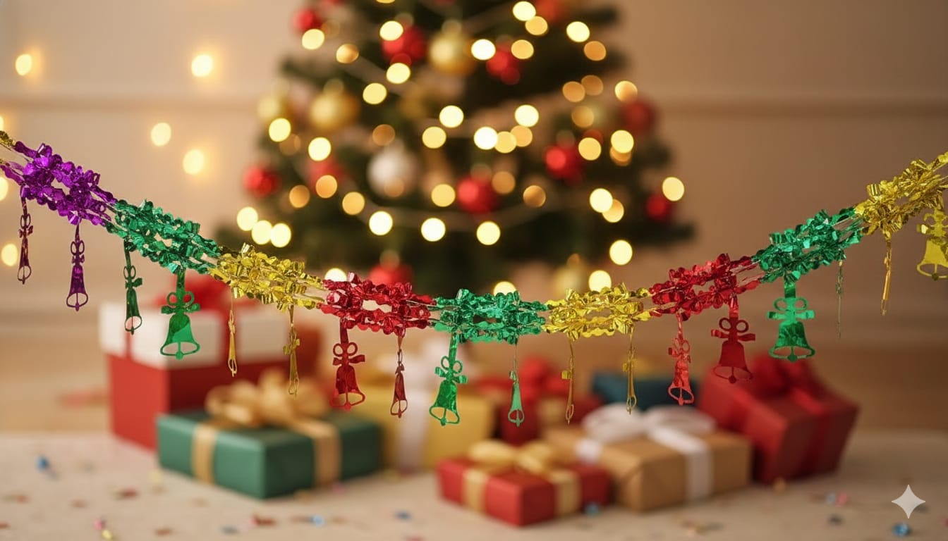 Pull Up Christmas Foil Decorations With Bell Shaped Hanging