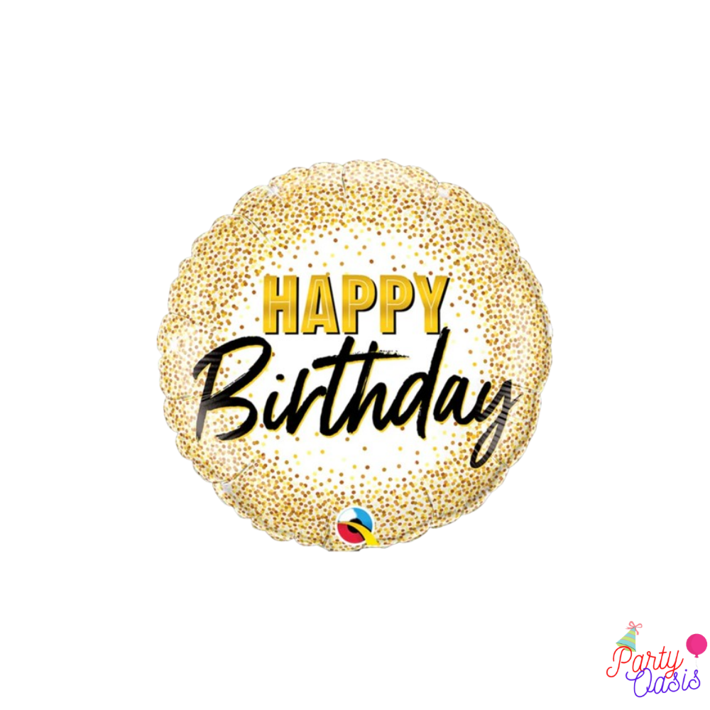 gold white birthday foil balloon