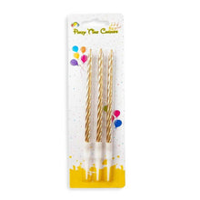 Long Gold Spiral Birthday Candles – Pack of 3