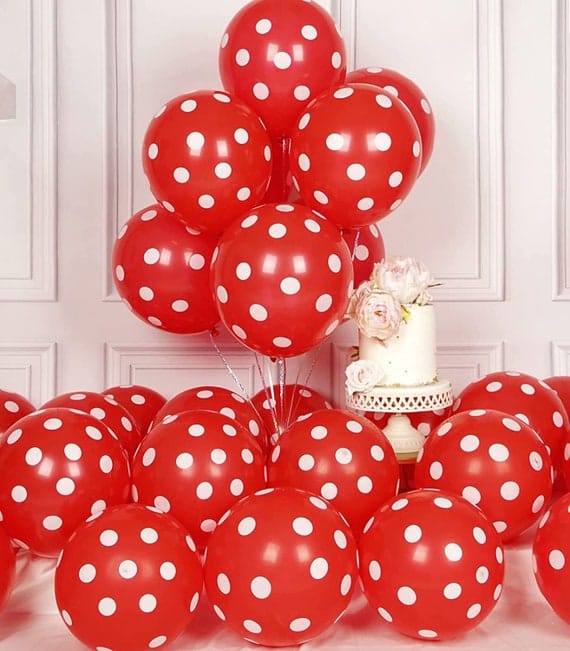 Red Polka Dots Balloons 10 Pcs