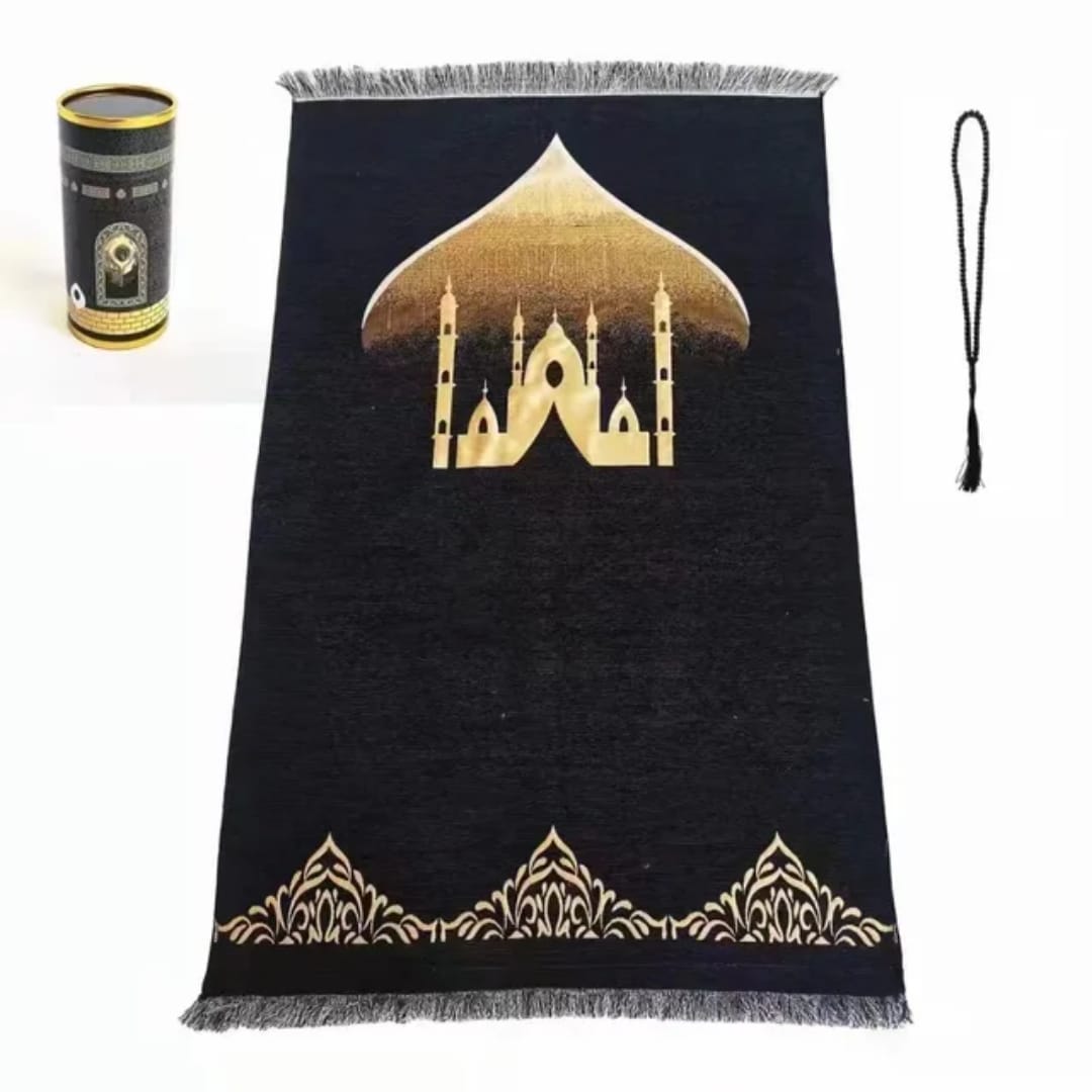 Black ramadan gift kit salah and prayer beads