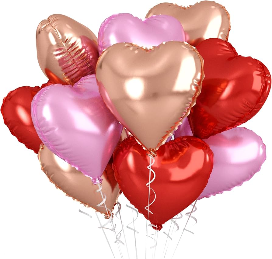 Pink Red Rosegold Heart Foil Balloons 18 Inches