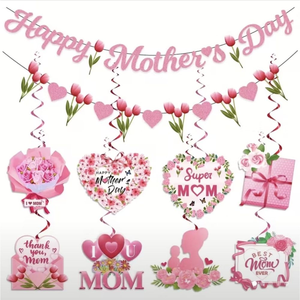 Happy Mother’s Day Banner with Hangings