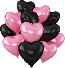 Black Pink Heart Foil Balloons 18 Inches