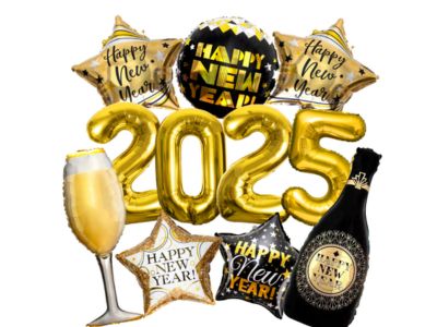 new year 2025 with cheers set foil balloon