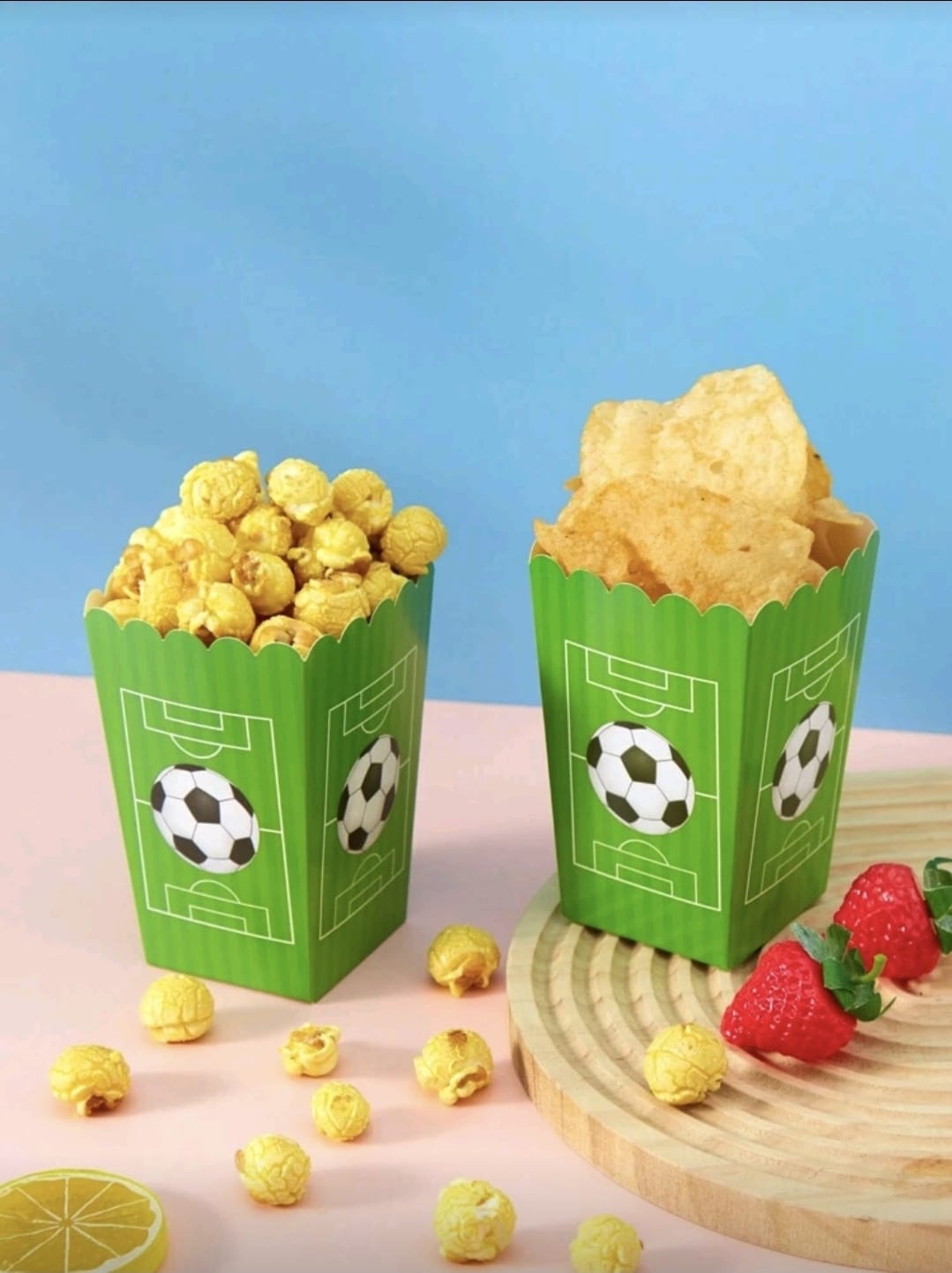 12 Pcs Football Pop Corn Box - Green